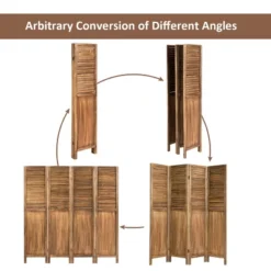 Costway 4 Panel Folding Privacy Room Divider Screen Home Furniture 5.6 Ft Tall Brown -Baxton Studio Shop GUEST 83ef802a e62f 423a bec7 e339f7438bee