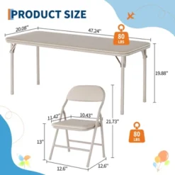 7-Piece Kids Folding Table & Chairs Set, Toddler Activity/Dining Set
