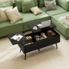 Tangkula Lift Top Coffee Table W/ Split Top & 2 Hidden Compartments Tapered Metal Legs
