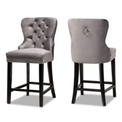 2pc Howell Modern Velvet Upholstered Wood Counter Height Barstool Set - Baxton Studio -Baxton Studio Shop GUEST 8439f50b 1ada 4b95 b104 8612838f92d5