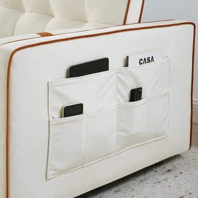 55.5" Pull Out Sleeper Sofa Bed, Upholstered Loveseat Sofa Couch With Side Pockets, Adjustable Backrest, And Lumbar Pillows-ModernLuxe 12 55.5" Pull Out Sleeper Sofa Bed, Upholstered Loveseat Sofa Couch With Side Pockets, Adjustable Backrest, And Lumbar Pillows-ModernLuxe - Image 12