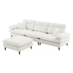 106"W L-Shaped Sectional Sofa, 4 Seat Cloud Chenille Fabric Tufted Couch Set With Two-Tone Adjustable Legs And Movable Ottoman - ModernLuxe 23 106"W L-Shaped Sectional Sofa, 4 Seat Cloud Chenille Fabric Tufted Couch Set With Two-Tone Adjustable Legs And Movable Ottoman - ModernLuxe -Baxton Studio Shop GUEST 8455505f 3b8c 48bb 876e 787f57319918