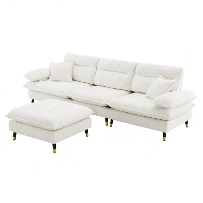 106"W L-Shaped Sectional Sofa, 4 Seat Cloud Chenille Fabric Tufted Couch Set With Two-Tone Adjustable Legs And Movable Ottoman - ModernLuxe 10 106"W L-Shaped Sectional Sofa, 4 Seat Cloud Chenille Fabric Tufted Couch Set With Two-Tone Adjustable Legs And Movable Ottoman - ModernLuxe - Image 10