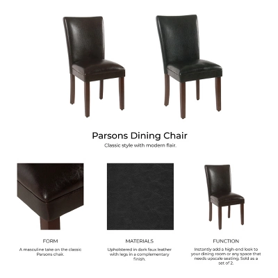 Set Of 2 Parsons Dining Chair Faux Leather - Homepop 7 Set Of 2 Parsons Dining Chair Faux Leather - Homepop - Image 7