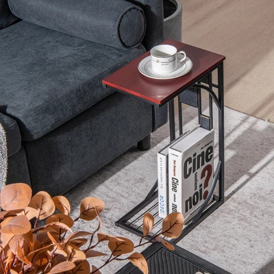 Costway 1PC2 PCS C-Shaped Side Sofa Narrow Snack Table For Living Room Bedroom Small Space 2 Costway 1PC2 PCS C-Shaped Side Sofa Narrow Snack Table For Living Room Bedroom Small Space - Image 2