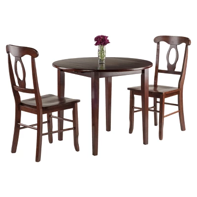 3pc Clayton Drop Leaf Dining Sets With 2 Keyhole Back Chairs Walnut - Winsome 1 3pc Clayton Drop Leaf Dining Sets With 2 Keyhole Back Chairs Walnut - Winsome
