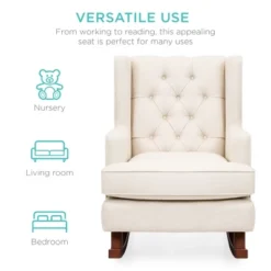 Best Choice Products Rocking Accent Chair, Tufted Upholstered Wingback For Home, Nursery W/ Wood Frame -Baxton Studio Shop GUEST 8524f257 bb08 472f 9f5a b89a788a9659