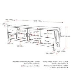 Hollywood Cabinet With Doors TV Stand For TVs Up To 80" Dark Gray - CorLiving -Baxton Studio Shop GUEST 85440f12 a529 4762 af85 e2d6dead2b2e
