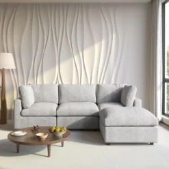 Cloud Sectional Couches For Living Room,100.5" Convertible L Shaped Couch With Ottoman, 4 Seater Modular Sectional Sofa,Furniture Sets -Baxton Studio Shop GUEST 8585286f 89ad 4c12 90c2 797c50ae8cd9