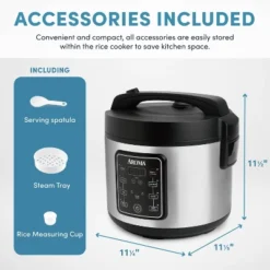 Aroma 20 Cup Digital Multicooker & Rice Cooker - Stainless Steel: 5 Settings, Automatic Keep Warm, Nonstick, 700W -Baxton Studio Shop GUEST 858fbb5c aaef 4194 80d7 01b3673ca2e0