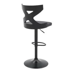 Etienne Adjustable Barstool With Faux Leather With Metal Finish Black/Gray - Armen Living 10 Etienne Adjustable Barstool With Faux Leather With Metal Finish Black/Gray - Armen Living -Baxton Studio Shop GUEST 86206997 3465 44ca 90b8 314effdb9236
