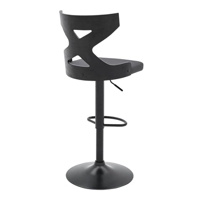 Etienne Adjustable Barstool With Faux Leather With Metal Finish Black/Gray - Armen Living 5 Etienne Adjustable Barstool With Faux Leather With Metal Finish Black/Gray - Armen Living - Image 5