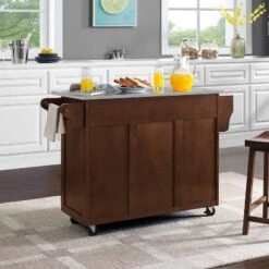 Eleanor Stainless Steel Top Kitchen Cart Mahogany/Stainless Steel - Crosley -Baxton Studio Shop GUEST 863dcaca 3292 4a94 b32d b3b1fe9c9189