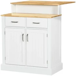 HOMCOM Kitchen Island With Storage Cabinet And 2-Level Rubber Wood Butcher Block Table, Adjustable Shelves, And Drawers -Baxton Studio Shop GUEST 8670fc78 1f70 4323 82ee 0830c2b2f138