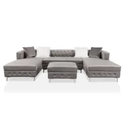 HOMES: Inside + Out Elmhurst U Shaped Deep Button Tufted Sectional With Ottoman Gray : Modular, Transitional Style Sofa 10 HOMES: Inside + Out Elmhurst U Shaped Deep Button Tufted Sectional With Ottoman Gray : Modular, Transitional Style Sofa -Baxton Studio Shop GUEST 86908b47 dcb2 41a3 9029 256cb81ef98a