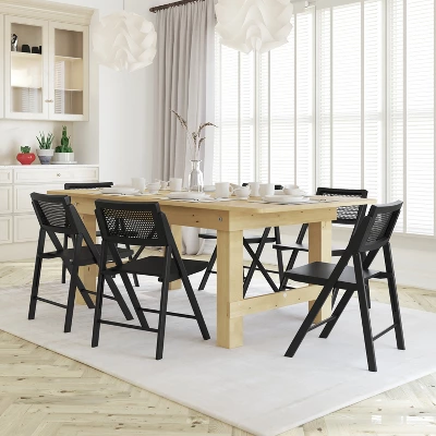 Emma And Oliver Set Of 2 Cane Rattan Folding Chairs With Solid Wood Frames And Seats And Breathable Woven Rattan Backrest 3 Emma And Oliver Set Of 2 Cane Rattan Folding Chairs With Solid Wood Frames And Seats And Breathable Woven Rattan Backrest - Image 3