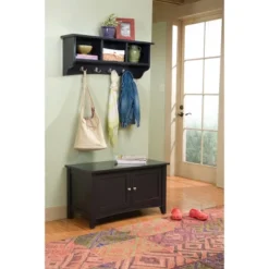 Shaker Cottage Storage Coat Hook With Cabinet Bench Set - Alaterre Furniture