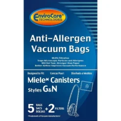 EnviroCare Replacement Allergen Vacuum Cleaner Dust Bags Made To Fit Miele AirClean 3D Canisters Style GN 5 Pack With 2 Filters