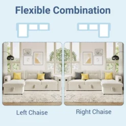 84" L-Shaped Sleeper Sofa Couch, Convertible Pull-Out Sofa Bed With Storage Chaise, Charging Station & LED Lights -Baxton Studio Shop GUEST 86f87b40 85e6 46ef 93c5 408e24237b10