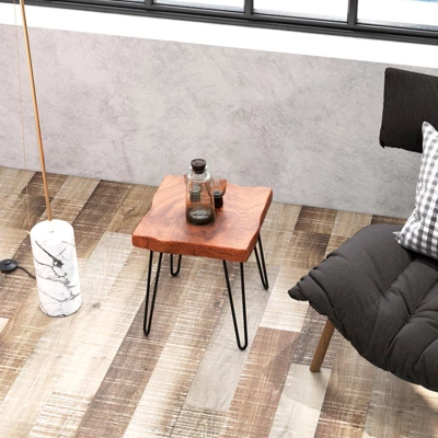 Costway Square End Table Accent Side Table Reclaimed Teak Wood Plant Stand Patio Rustic 4 Costway Square End Table Accent Side Table Reclaimed Teak Wood Plant Stand Patio Rustic - Image 4