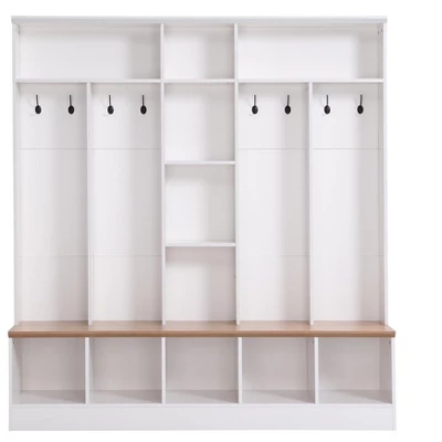 Hall Tree With Storage Bench, Multifunctional Coat Rack And 8 Entrance Hooks - ModernLuxe 4 Hall Tree With Storage Bench, Multifunctional Coat Rack And 8 Entrance Hooks - ModernLuxe - Image 4