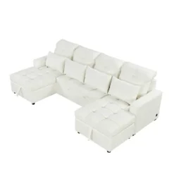 110.2"W Oversized U-Shaped Sectional Sofa, Pull-Out Sofa Bed With Double Storage Chaise Lounges And 2 USB Ports - ModernLuxe 21 110.2"W Oversized U-Shaped Sectional Sofa, Pull-Out Sofa Bed With Double Storage Chaise Lounges And 2 USB Ports - ModernLuxe -Baxton Studio Shop GUEST 87518b31 8fe4 4043 81fc 6dbfa004b5fb
