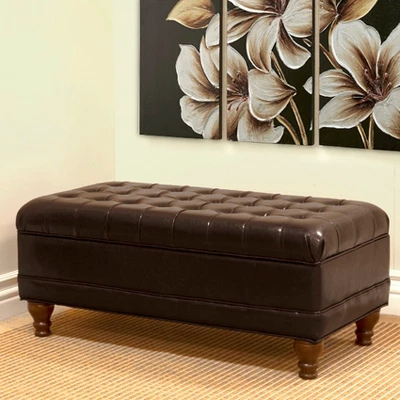 Deluxe Tufted Storage Bench Espresso - HomePop: Faux Leather, Bedroom & Living Room Use, Hinged Lid 10 Deluxe Tufted Storage Bench Espresso - HomePop: Faux Leather, Bedroom & Living Room Use, Hinged Lid - Image 10