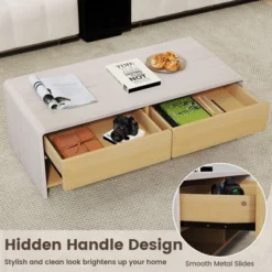 Tangkula Home Coffee Table W/ 2 Drawers & 2 Storage Shelf Rectangle Table Cocktail Table -Baxton Studio Shop GUEST 875745b5 db1e 479c b9ae 3f91e1ee25d7