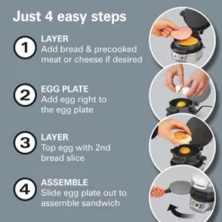 Hamilton Beach Breakfast Sandwich Maker With Timer - Dark Gray - 25478: Nonstick, Cool Touch Handle, 600W, Dishwasher-Safe -Baxton Studio Shop GUEST 87668632 26f1 4d2b a909 c5092ff19839