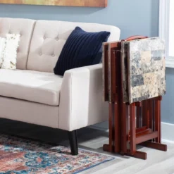 Faux Marble Tray Table Set - Linon -Baxton Studio Shop GUEST 8786e91a 3e5d 4a21 bdc1 f2fd364944fa