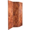 6" Double Sided Burl Wood Pattern Canvas Room Divider Brown - Oriental Furniture