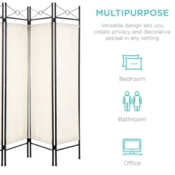Best Choice Products 6ft 4-Panel Folding Privacy Screen Room Divider Decoration Accent W/ Steel Frame -Baxton Studio Shop GUEST 879445d6 26c9 4705 96a2 6d8b726e4e1f
