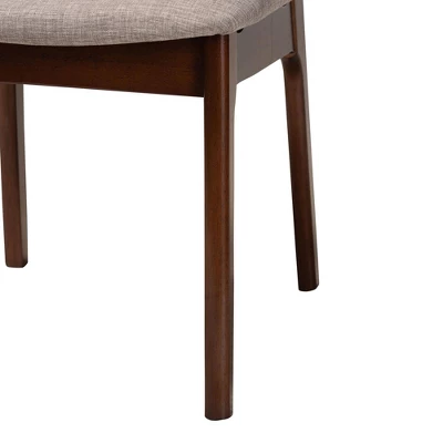 Baxton Studio Baxton Studio 2pc Dannon Fabric And Wood Dining Chairs Gray/Walnut Brown/Light Brown: Polyester Upholstery, Rubberwood Frame 5 Baxton Studio Baxton Studio 2pc Dannon Fabric And Wood Dining Chairs Gray/Walnut Brown/Light Brown: Polyester Upholstery, Rubberwood Frame - Image 5