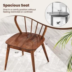 Costway Wooden Dining Chair Set Of 2/4 With High Spindle Back Rubber Wood Legs Wide Seat -Baxton Studio Shop GUEST 87b0b293 1671 41bc ae96 8165ab79b7d6