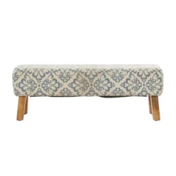 Bohemian Wood Upholstered Fabric Bench Large Cream - Olivia & May -Baxton Studio Shop GUEST 8800ff4b 5d4e 4b4a b5a5 fb3779575044