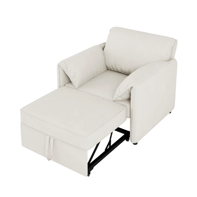 APRILSOUL White Convertible Pull Out Sofa Bed, 3-in-1 Convertible Sleeper Chair, Adjustable Backrest With Thicked Cushions 5 APRILSOUL White Convertible Pull Out Sofa Bed, 3-in-1 Convertible Sleeper Chair, Adjustable Backrest With Thicked Cushions - Image 5