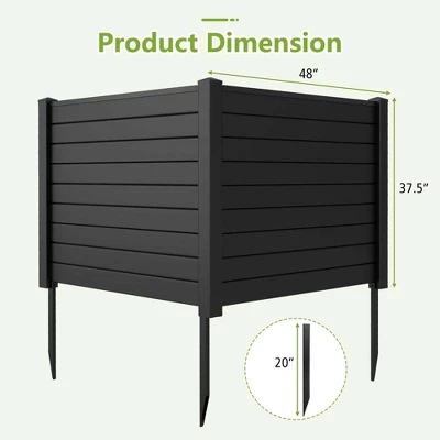 Costway 48"L X 37.5"H Air Conditioner Fence With 3 Ground Stakes Black/White 2 Costway 48"L X 37.5"H Air Conditioner Fence With 3 Ground Stakes Black/White - Image 2
