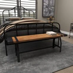 Industrial Metal And Brown Wood Bench Brown - Olivia & May -Baxton Studio Shop GUEST 886b17f9 f03c 4fbc abf4 c9e18eccd28b