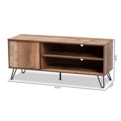 Iver 1 Door Wood TV Stand For TVs Up To 50" Rustic Oak/Dark Brown - Baxton Studio -Baxton Studio Shop GUEST 8874ea5f ca3a 4a32 abb0 e4e9a7a7d3c7