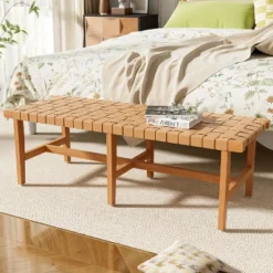 Christopher Knight Home Vladimir Contemporary Acacia Wood Bedroom Bench With Woven Faux Leather -Baxton Studio Shop GUEST 88bfa656 002d 45ae a5cb ede797e5d5d1