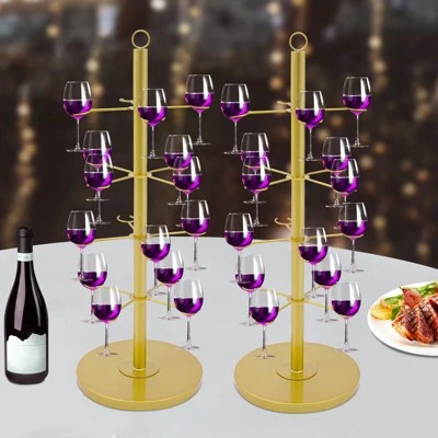 YIYIBYUS 2Pcs Wine Glass Display Stand, Champagne Tower, 4 Tier Cocktail Tree Stand 2 YIYIBYUS 2Pcs Wine Glass Display Stand, Champagne Tower, 4 Tier Cocktail Tree Stand - Image 2