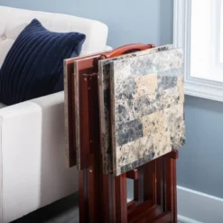 Faux Marble Tray Table Set - Linon -Baxton Studio Shop GUEST 8972bdd7 a31a 4c6a 9b00 c7f8b7ca5701