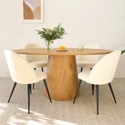 Rhon Modern Dining Chair Set Of 4 With Black Metal Base, Upholstered Bouclé Fabric Armless Kitchen Chairs For Dining Room-Maison Boucle -Baxton Studio Shop GUEST 89742008 6e15 4795 a828 fc71fcbd370d