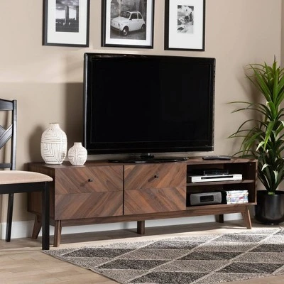 Hartman Wood TV Stand For TVs Up To 60" Walnut Brown - Baxton Studio 8 Hartman Wood TV Stand For TVs Up To 60" Walnut Brown - Baxton Studio - Image 8