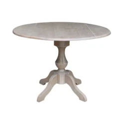 Kayden Round Dual Drop Leaf Pedestal Table Washed Gray Taupe - International Concepts -Baxton Studio Shop GUEST 898fe653 4529 4a88 91b9 8c74fc791583