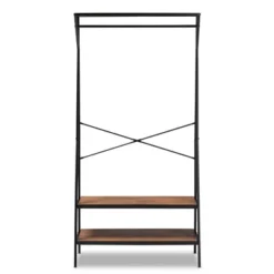 Laima Distressed Wood And Metal Finished Entryway Coat Hanger Brown/Black - Baxton Studio