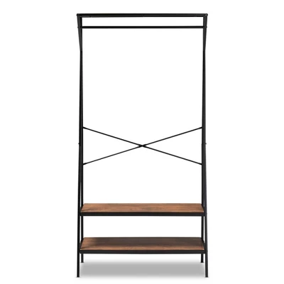 Laima Distressed Wood And Metal Finished Entryway Coat Hanger Brown/Black - Baxton Studio 1 Laima Distressed Wood And Metal Finished Entryway Coat Hanger Brown/Black - Baxton Studio