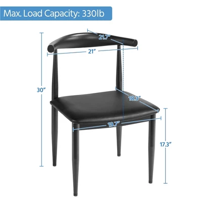 Yaheetech Set Of 4 Modern Dining Chairs With Metal Legs, Black 2 Yaheetech Set Of 4 Modern Dining Chairs With Metal Legs, Black - Image 2
