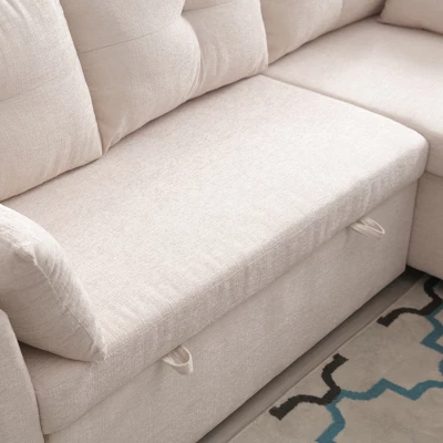 81.1" L-Shaped Modular Corduroy/Chenille Fabric Sofa, Reversible Sectional Couch With Storage Chaise 4W - ModernLuxe 6 81.1" L-Shaped Modular Corduroy/Chenille Fabric Sofa, Reversible Sectional Couch With Storage Chaise 4W - ModernLuxe - Image 6