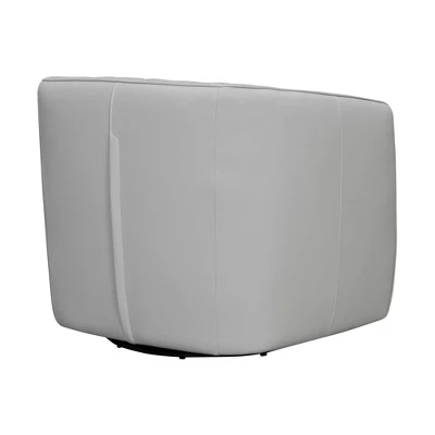 Aries Genuine Leather Swivel Barrel Chair - Armen Living 3 Aries Genuine Leather Swivel Barrel Chair - Armen Living - Image 3